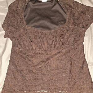 Elegant Brown Lace Women's Top